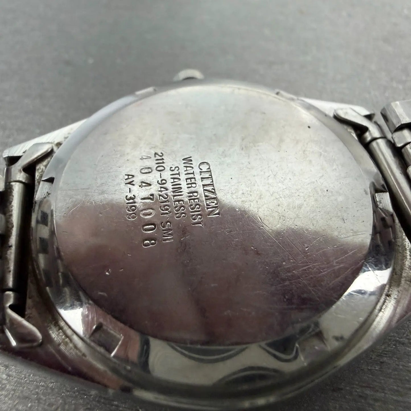 Citizen Seven Watch Men 35mm Silver Dial Silver Tone date 2110-942191 NewBattery9