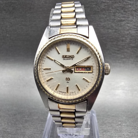 Seiko SQ Watch Women 24mm Silver Dial Two Tone Daydate 2626-0159 New Battery JP0