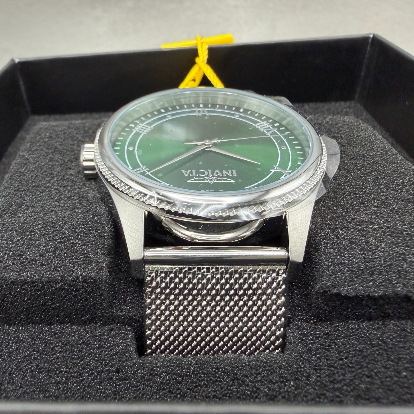 Invicta Celestial Watch Men 43mm Green Dial Silver Round Mesh Band 484824