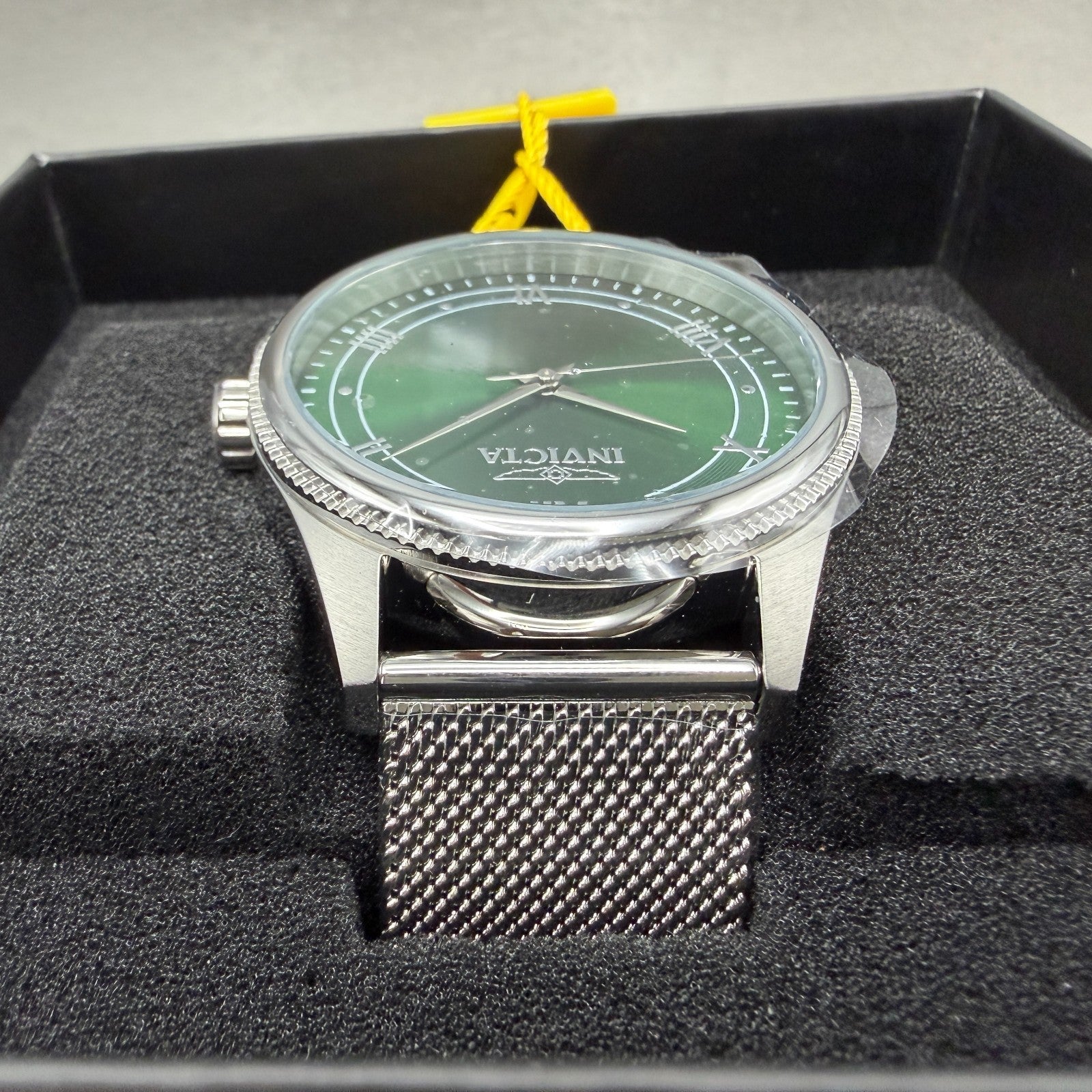 Invicta Celestial Watch Men 43mm Green Dial Silver Round Mesh Band 484824