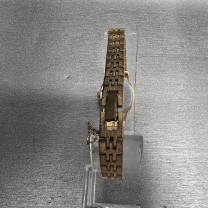 Seiko Watch Women 17mm Champagne Dial Gold Tone Rectangle 5420-5079 New Batt VTG7