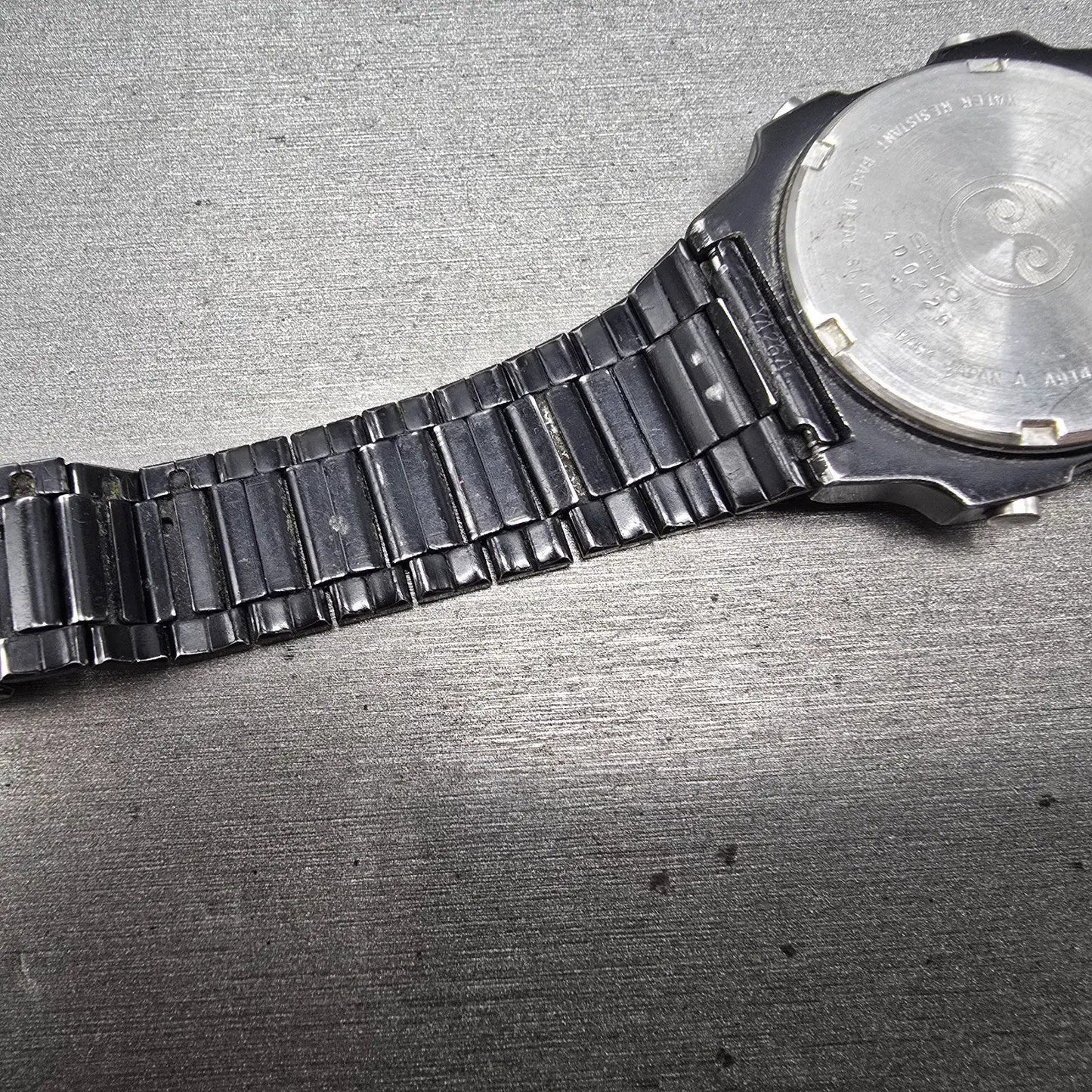 Seiko Silver Wave Watch Men 34mm Black Digital Chronograph A914-5A50 PARTS VTG11