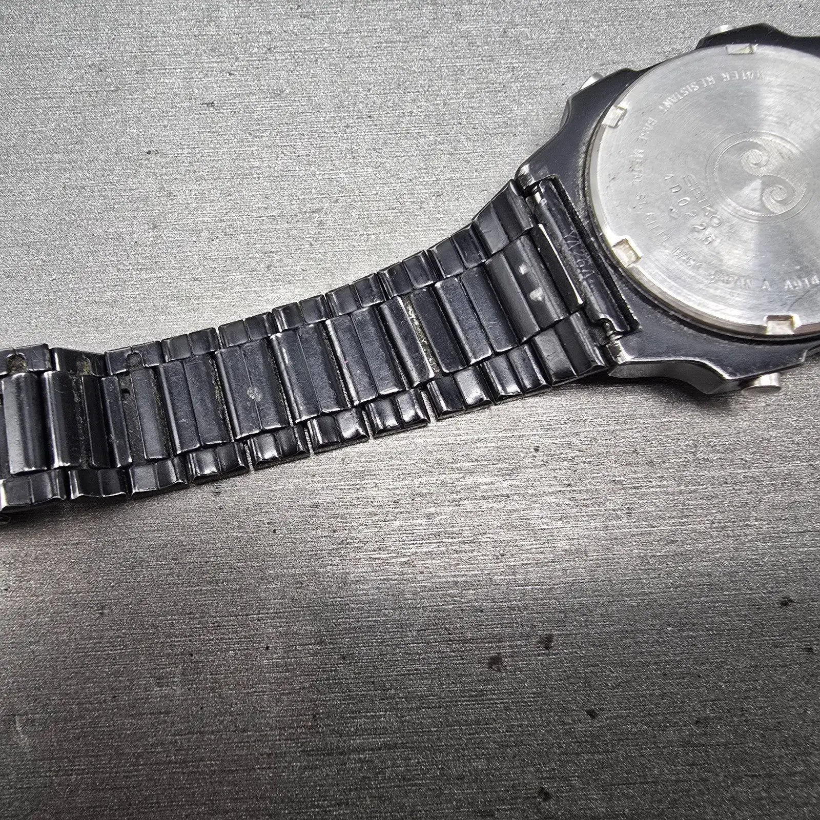 Seiko Silver Wave Watch Men 34mm Black Digital Chronograph A914-5A50 PARTS VTG11