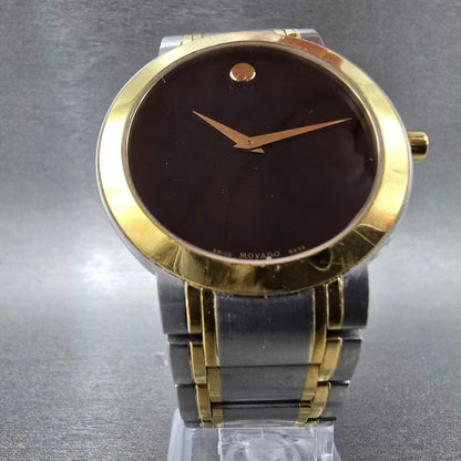Movado Stiri Watch Men 40mm Black Dial Two Tone Round 0607278 New Battery5