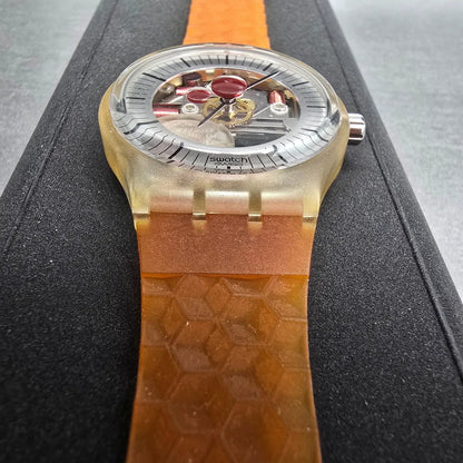 Swatch Musicall Adam Watch Men 34mm Skeleton Dial Alarm SLZ106 New Battery NOS8
