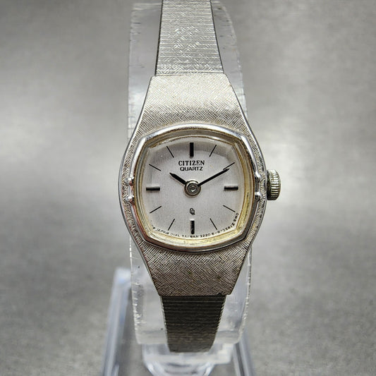 Citizen CQ Watch Women 16mm Silver Dial Silver Tone Square 3220-891481  New Batt