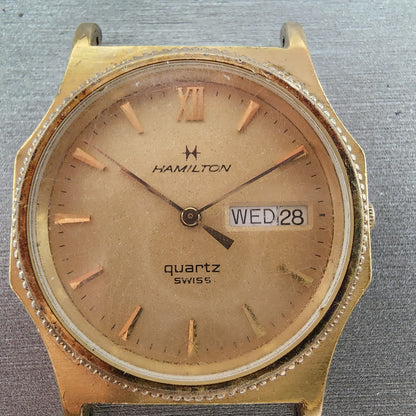 Hamilton Watch Men 32mm Gold Dial Gold Tone Daydate READ!!! 9978 New Batt1