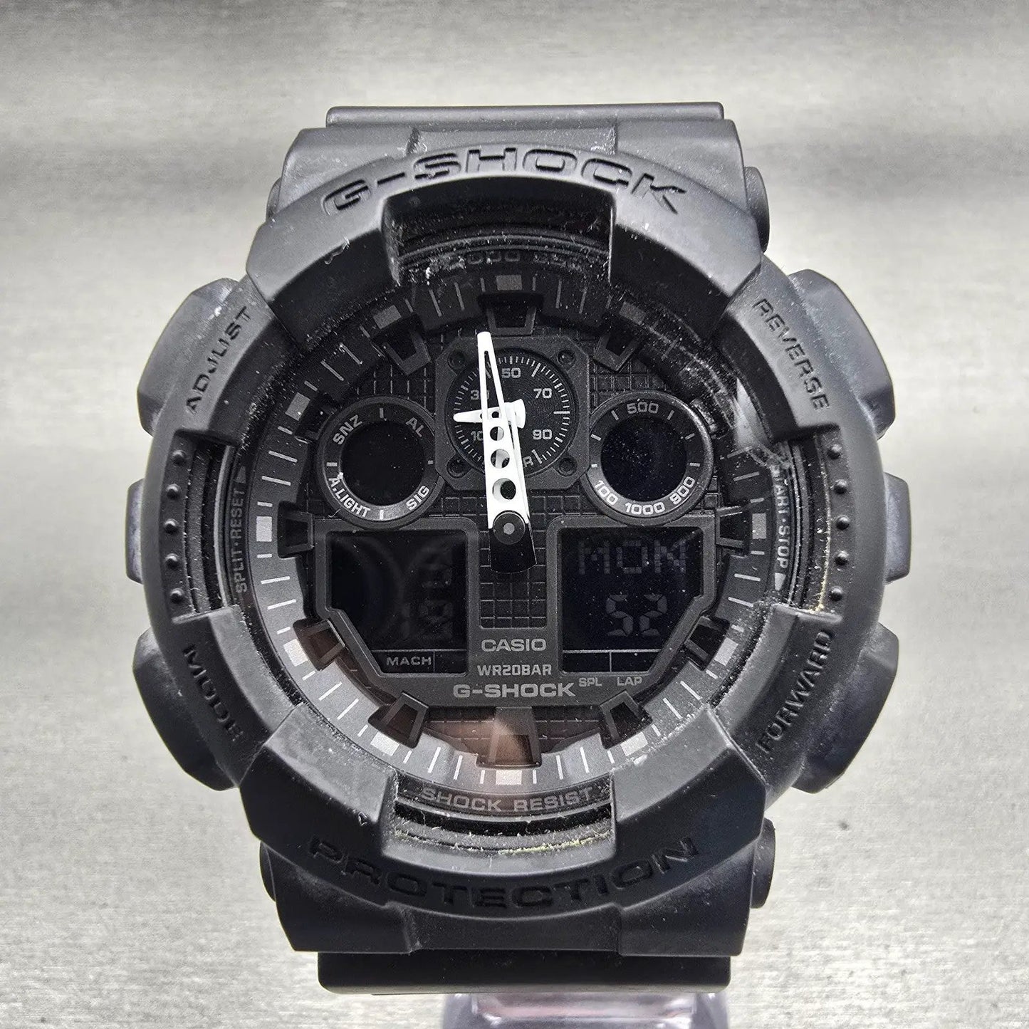 Casio G-Shock GA-100 Watch Men 51mm Black Alarm Chronograph Timer New Battery0
