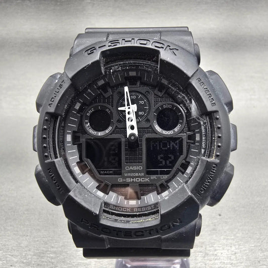 Casio G-Shock GA-100 Watch Men 51mm Black Alarm Chronograph Timer New Battery0
