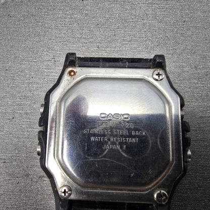 Casio W-720 Watch Men 38mm Black  Alarm Chronograph Daydate Octagon New Batt6