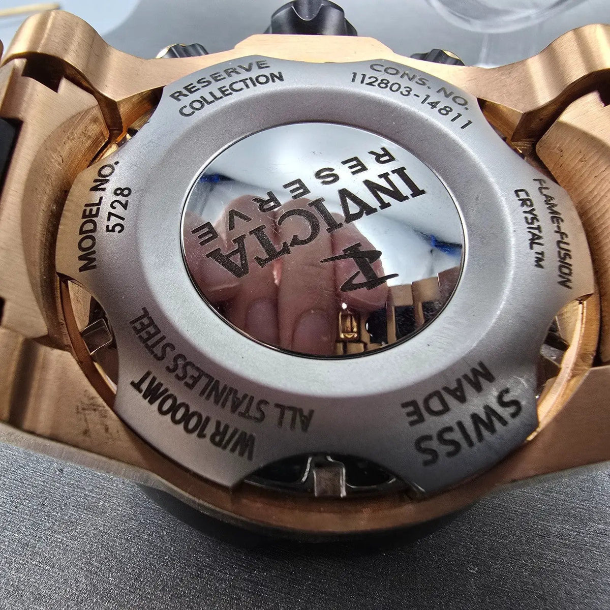 Invicta Venom Reserve Chronograph Watch Men 54mm Black Dial Rose Gold New Batt9