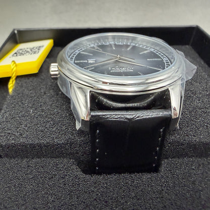 Invicta Celestial Watch Men 43mm Black Dial Silver Date Round Leather 478164