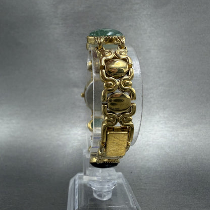 Jules Jurgenson Watch Women 19mm MOP Dial Gold Tone Oval Gem Stones New Battery7
