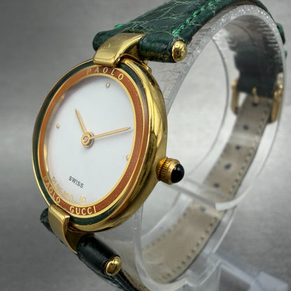 Paolo Gucci Watch Women 24mm White Dial Gold Tone Round New battery NOS VTG2
