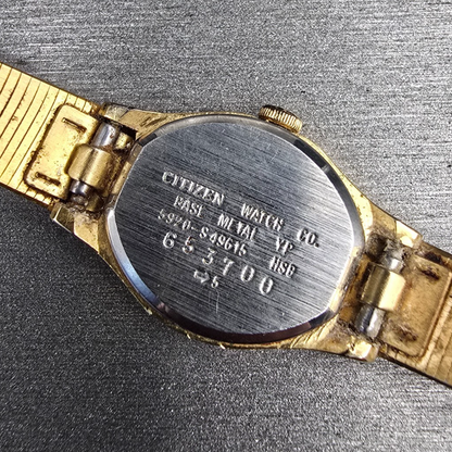 Citizen CQ Watch Women 16mm Black Dial Gold Tone Oval 5920-S49615 New Battery 8410