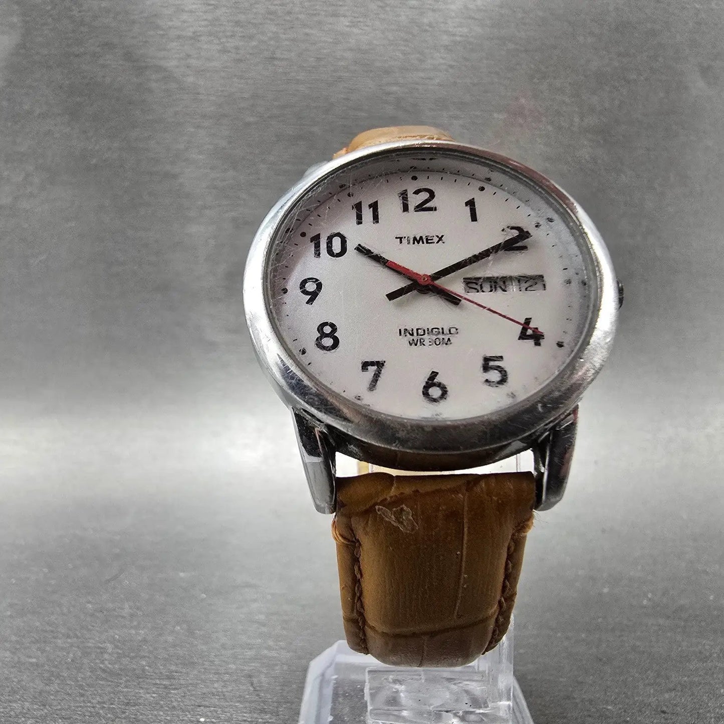 Timex Easy Reader Watch Men 35mm Silver Dial Silver Tone Daydate New Battery5