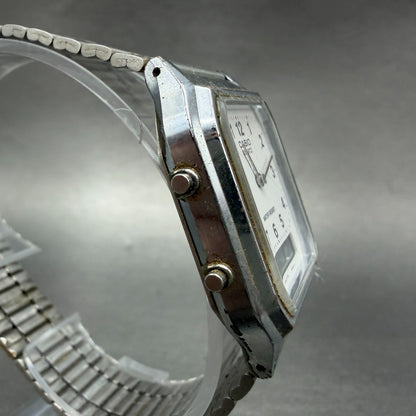 Casio AQ-230 Watch Men 30mm White Dial Silver Tone Alarm Chrono New Battery KL3