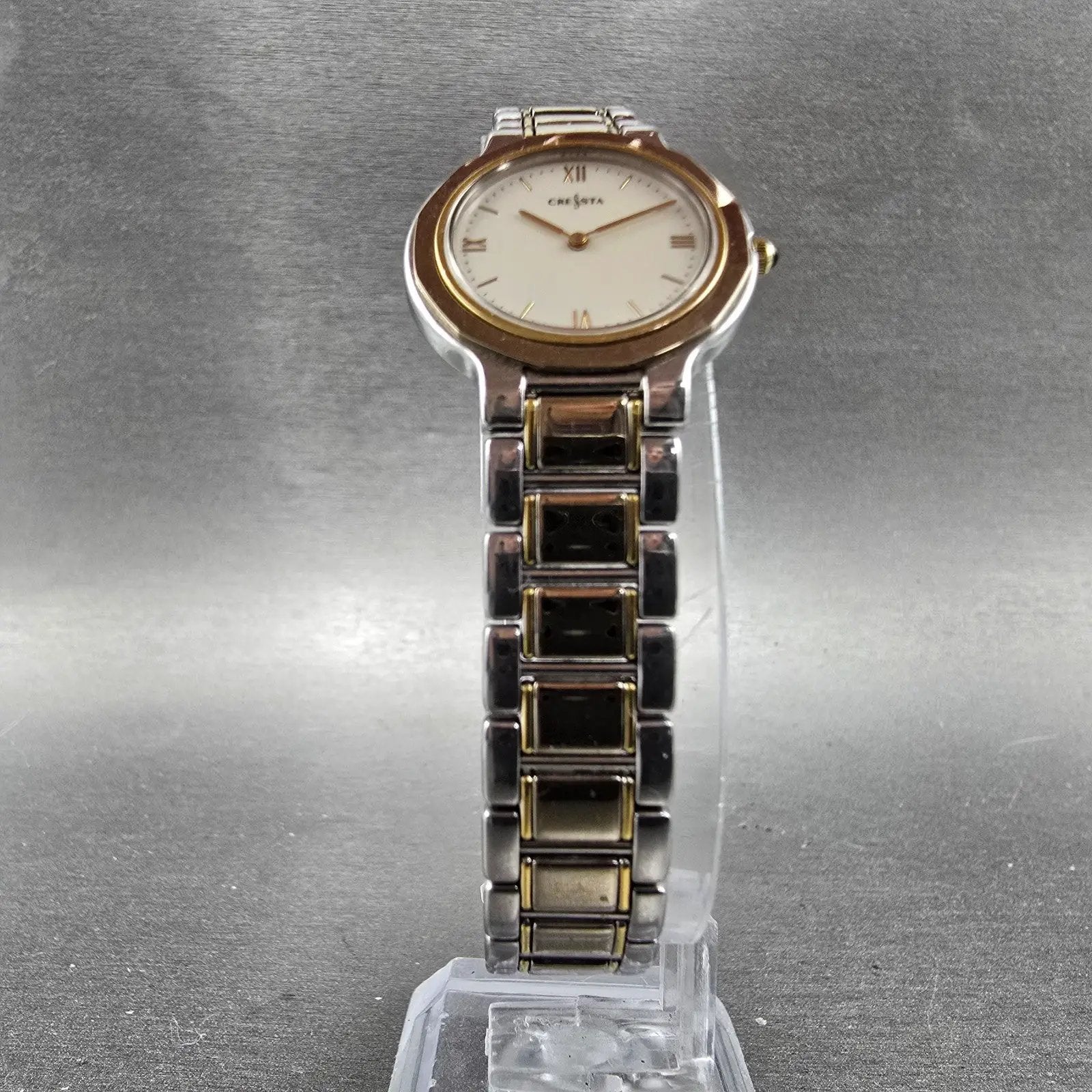 Seiko Cressta Watch Women 23mm White Dial Two Tone Round 2N20-0130 New Battery5
