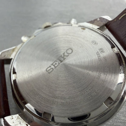 Seiko Chronograph Watch Men 39mm White Dial Silver Tone Date 7T92-0DW0 NewBatter9