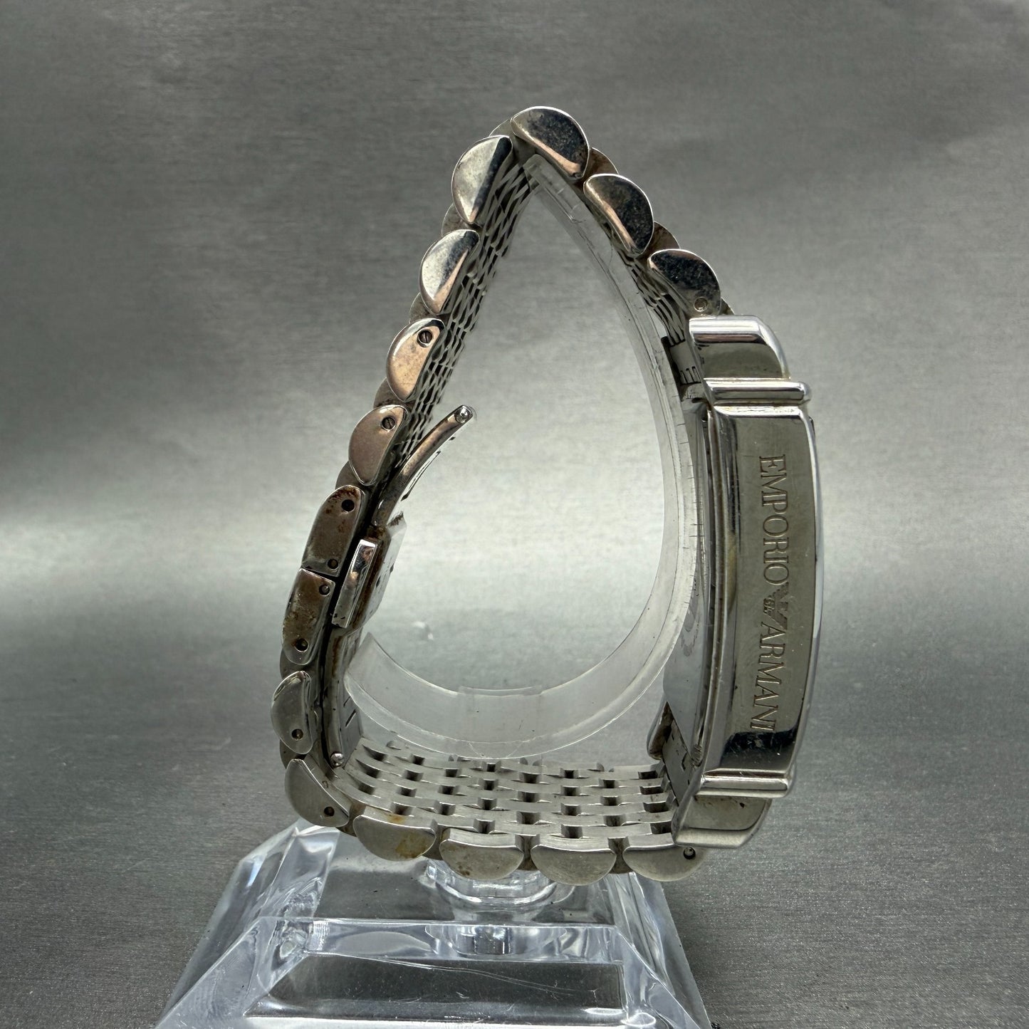 Emporio Armani Chronograph Watch Men 30mm Silver Dial Steel Date AR-0294 NewBatt8