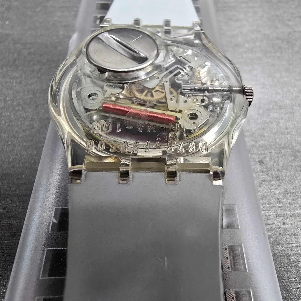 Swatch Time to Reflect Watch Men 34mm Silver Dial Clear Case GZ143 New Batt NOS12