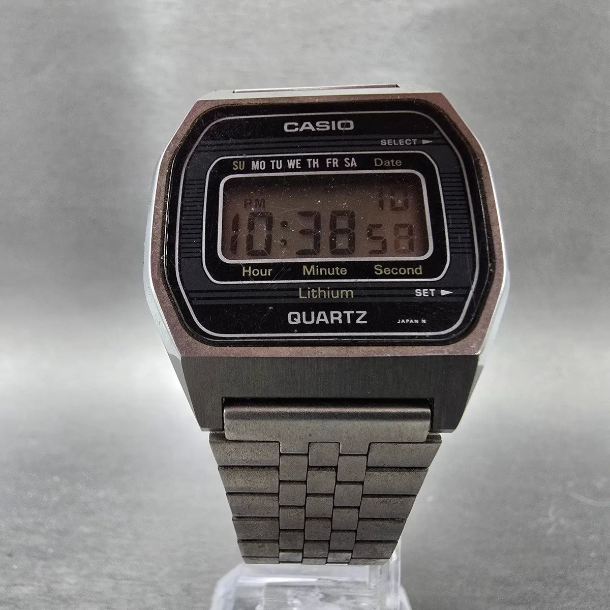 Casio 155-B815 Watch Men 34mm Digital Silver Octagon Daydate New Battery VTG5