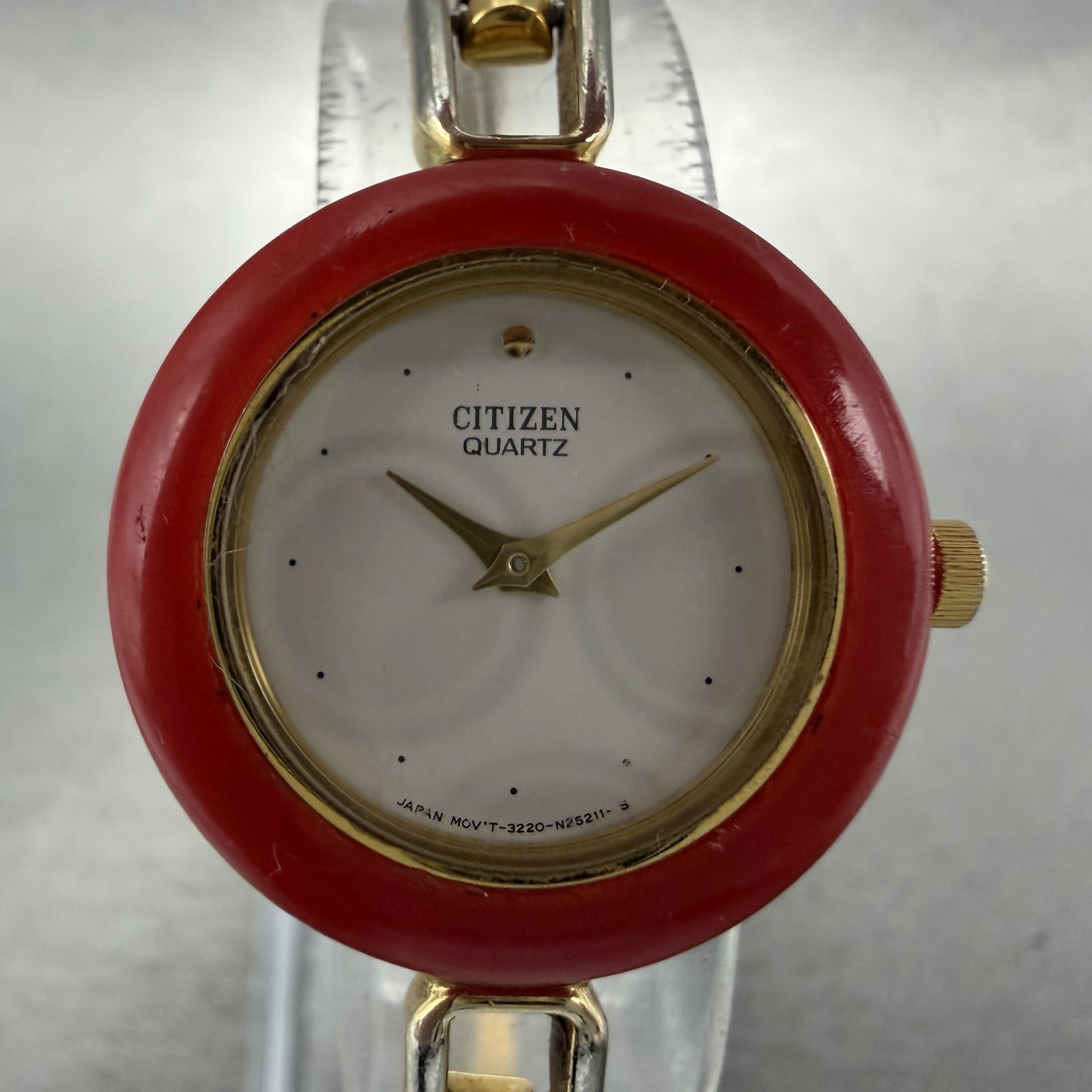 Citizen Watch Women 26mm White Dial Gold Tone Interchangeable Bezel New Bat1