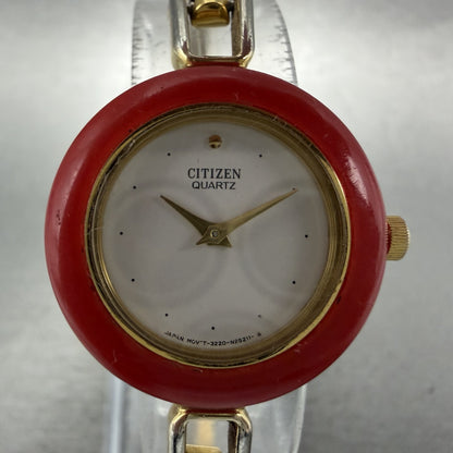 Citizen Watch Women 26mm White Dial Gold Tone Interchangeable Bezel New Bat1