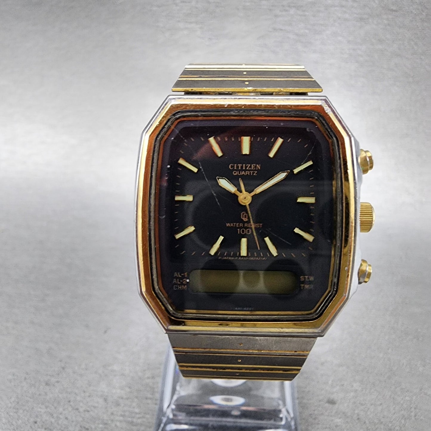Citizen CQ Watch Men 32mm Black Dial Two Tone Analog Digital 8950084985 PARTS0