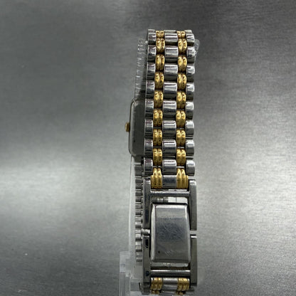 Seiko Tank Watch Women 18mm White Dial Two Tone Rectangle V401-5129 New BatteryL7