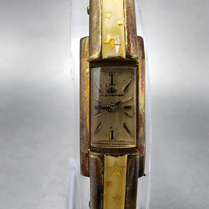 Bucherer Watch Women 11mm Champange Dial Gold Tone Rectangle Star Enamel PARTS