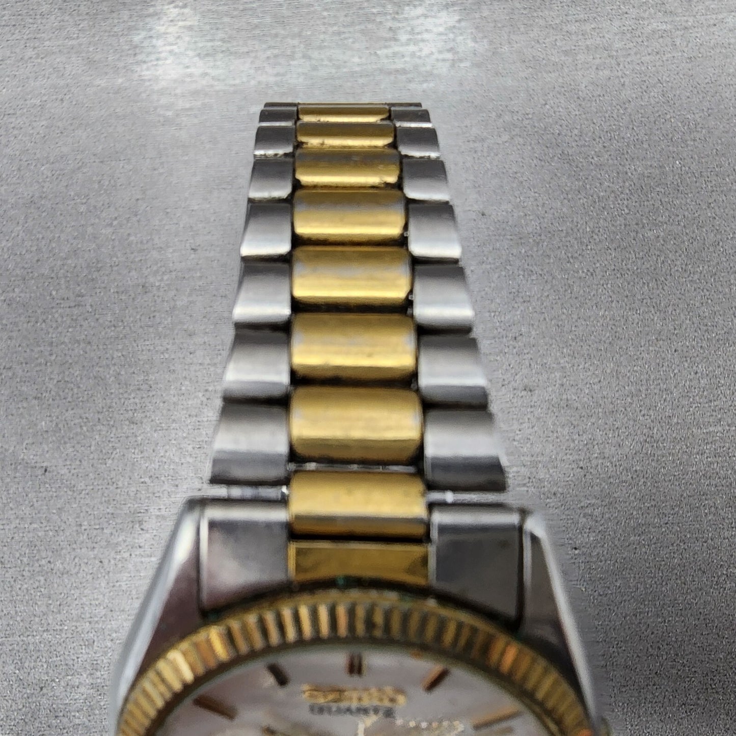 VTG Seiko SQ President Watch Women 33mm White Dial Two Tone Daydate Round NewBat4