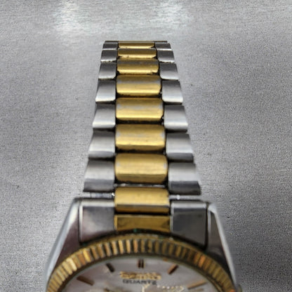 VTG Seiko SQ President Watch Women 33mm White Dial Two Tone Daydate Round NewBat4