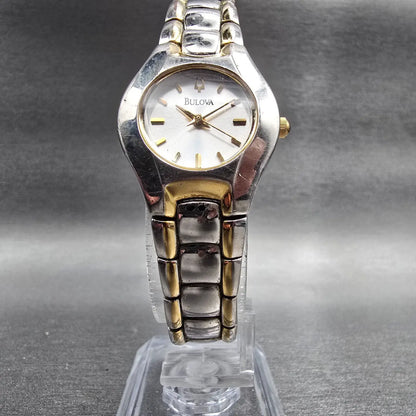 Bulova Classic Watch Women 23mm Silver Dial Two Tone Round 98T84 New Battery JP5