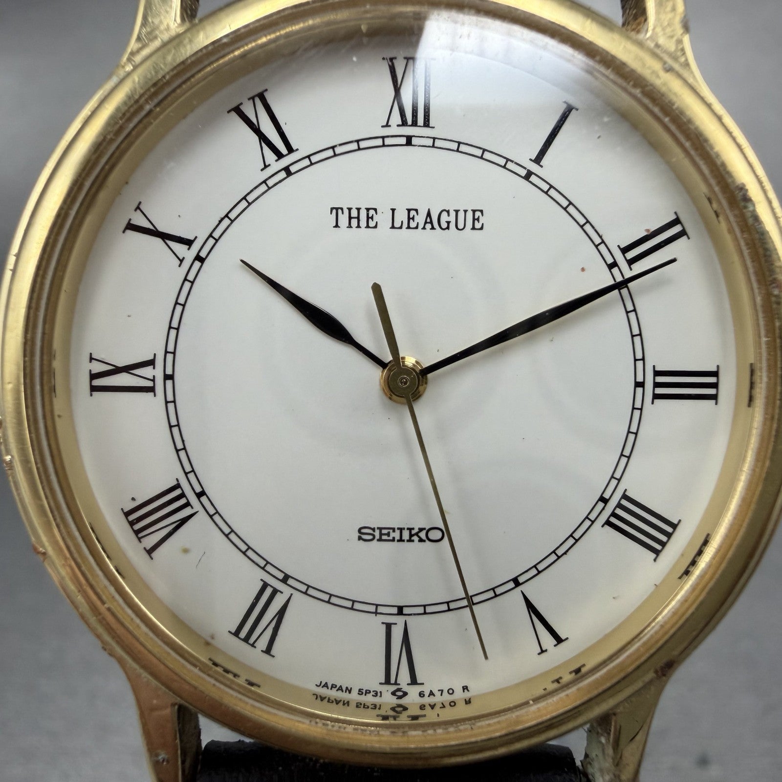 Seiko The League watch Men 32mm White Dial Gold Tone 5P31-6A30 New Battery1