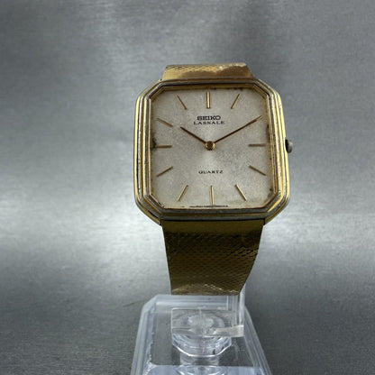 Seiko Lassale Tank Watch Men 30mm Silver Dial Gold Tone 60205929 New Battery5
