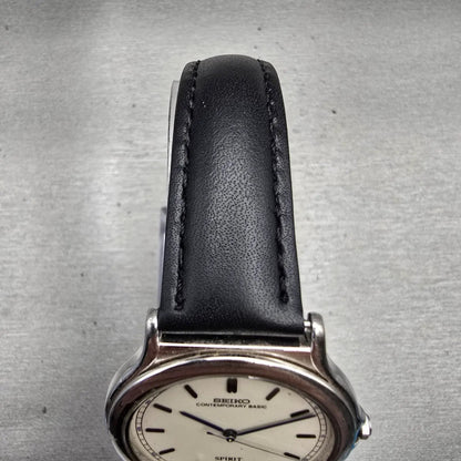 Seiko Spirit Watch Men 34mm Ivory Dial Silver Tone Round 5S21-7A30 New Battery4