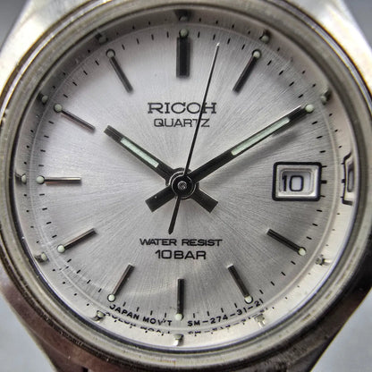 Ricoh Watch Women 26mm Silver Dial Silver Tone Date Round  New Battery1