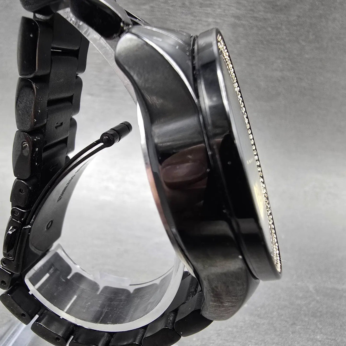 Michael Kors Wren Chronograph Watch Women 42mm Gold Dial Black Tone Dat New Bat3