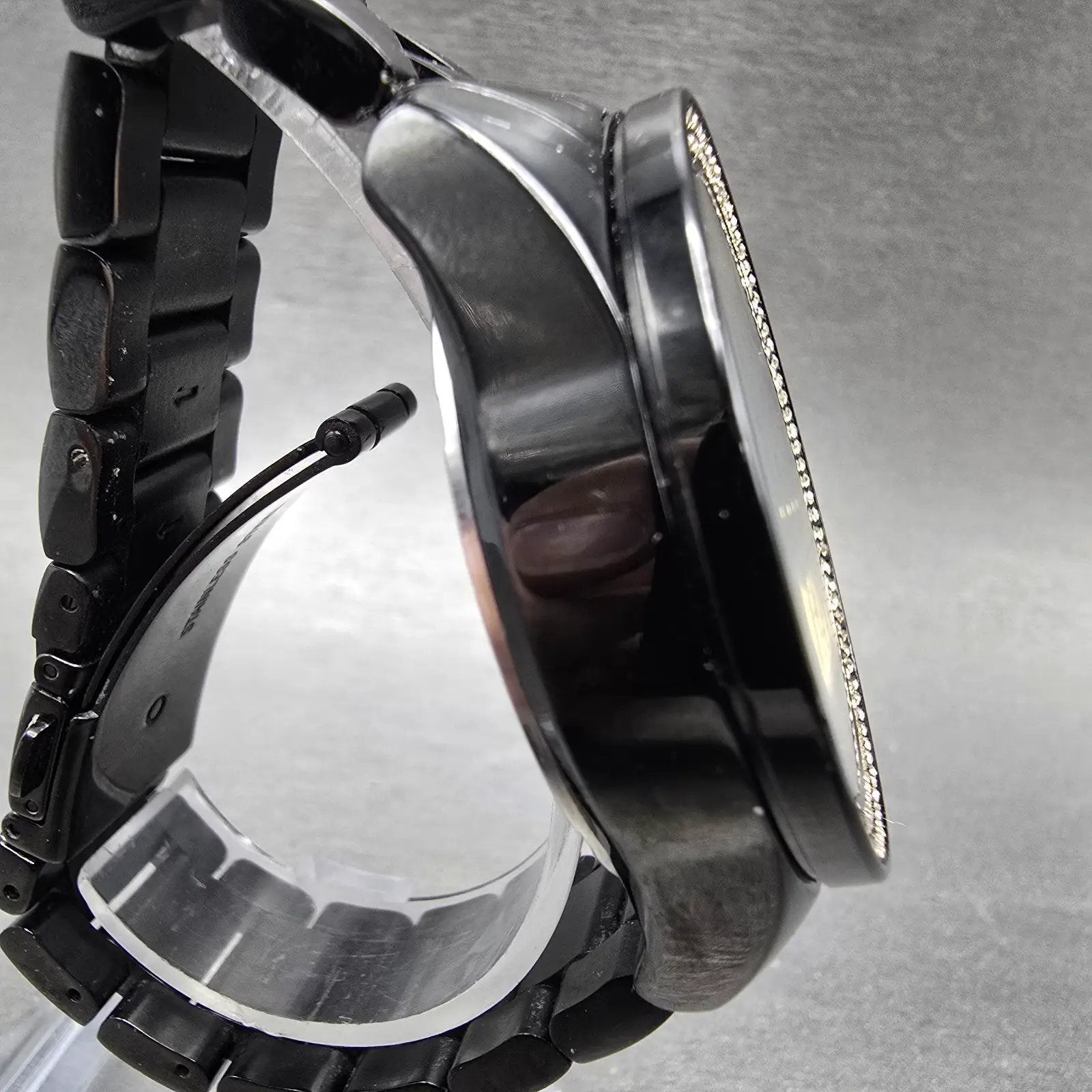 Michael Kors Wren Chronograph Watch Women 42mm Gold Dial Black Tone Dat New Bat3