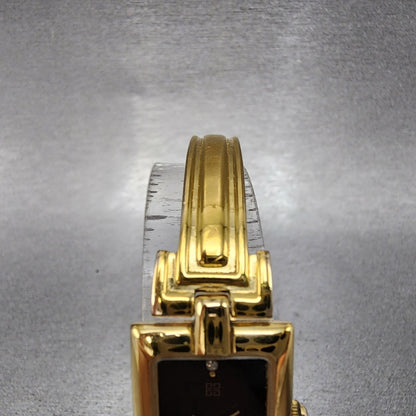 Givenchy Tank Watch Women 17mm Black Dial Gold Tone Rectangle New Battery4