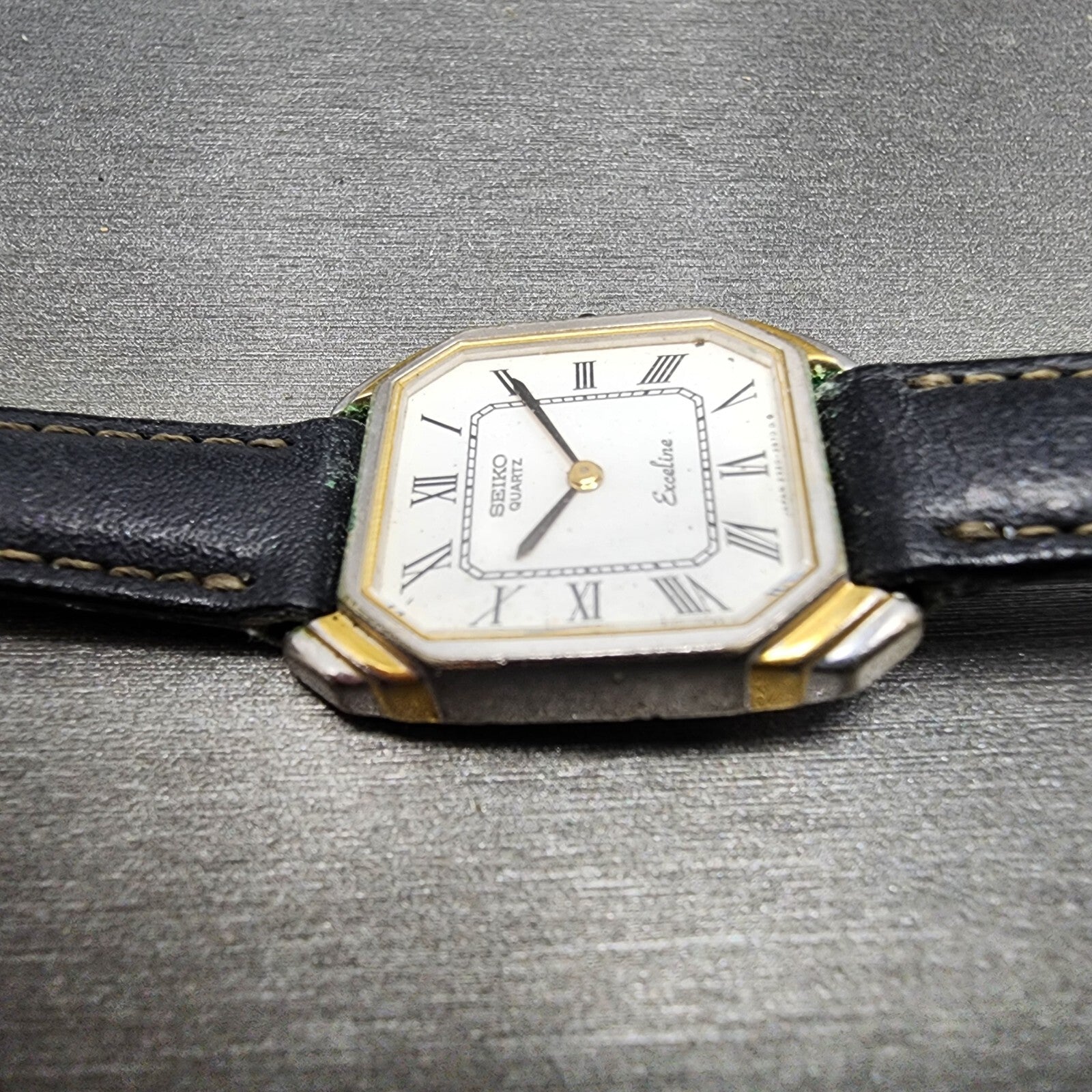 Seiko Exceline Watch Women 21mm White Dial Two Tone Rectangle 23206440 PARTS6