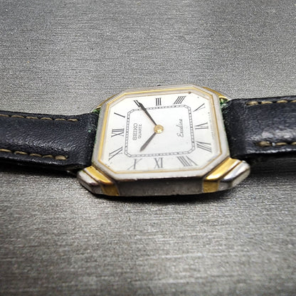 Seiko Exceline Watch Women 21mm White Dial Two Tone Rectangle 23206440 PARTS6