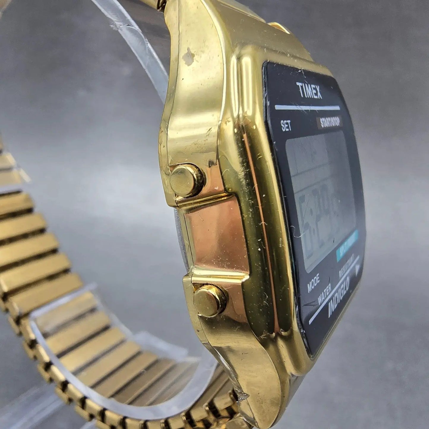 Timex Watch Men 35mm Gold Tone Digital Alarm Chronograph T78677 New Battery3
