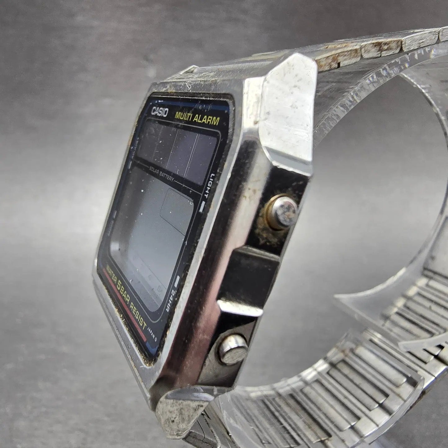 Casio WL-50 Watch Men 32mm Silver Alarm Chronograph Solar Digital PARTS Vintage3