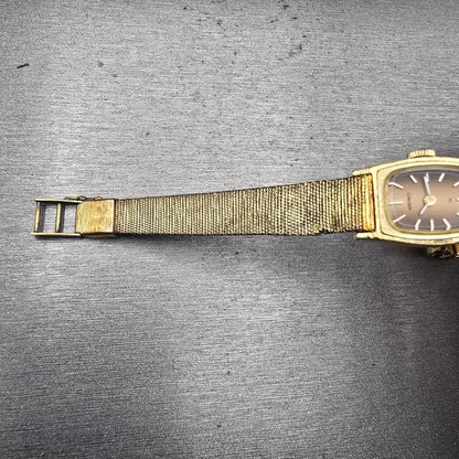 Seiko Watch Women 16mm Bronze Dial Gold Tone Rectangle 11-3669 Manual Wind Works15