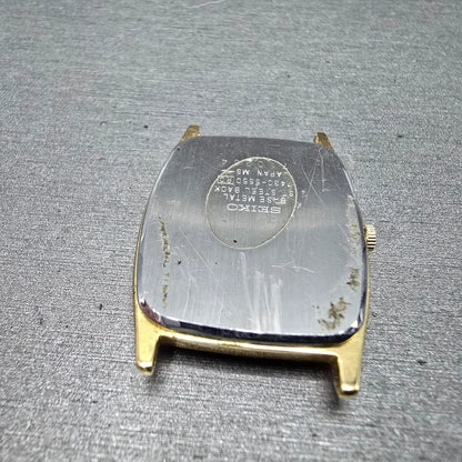 Seiko Tank Watch Men 25mm Gray Dial Gold Tone Rectangle 7430-5550 VTG PARTS8
