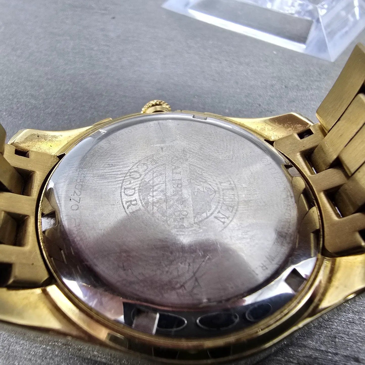 Citizen Eco-Drive Perpetual Calendar Watch Men 39mm White Dial Gold Alarm Runs9