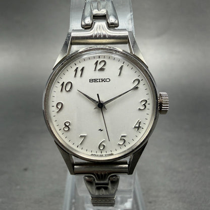 Seiko Watch Women 23mm White Dial Silver Tone Manual Wind 1104-0031 Runs MNy0
