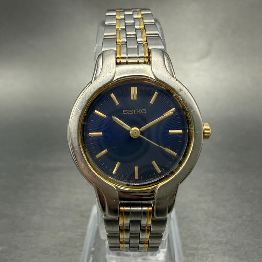 Seiko Watch Women 24mm Blue Dial Two Tone Round V701-2D60 New Battery Vintage0